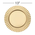 6 Pack- 13" Gold Matte Fluted Charger Plates