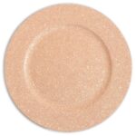6 Pack- 13" Rose Gold Glitter Plastic Charger Plates