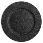 6 Pack- 13" Black Glitter Plastic Charger Plates