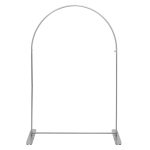 Bundle-Silver Heavy Duty Metal Arch Backdrop Stand with 2 Spandex Covers- 90in