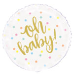"Oh Baby" Gold Baby Shower 18" Round Foil Balloon