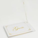 "Guests" Guest Book with Pen in English