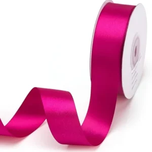 50 yard roll of 1.5" Single Faced Satin Ribbon in vibrant Azalea color