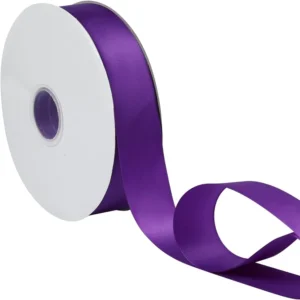 50 yard roll of 1.5" Single Faced Satin Ribbon in Purple color