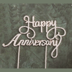 "Happy Anniversary" Rhinestone Cake Topper-6.75"x5"