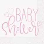16 Pack- Baby Shower Pink Hearts Lunch Napkins