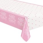 Pink Hearts Baby Shower Plastic Table Cover  54" x 84"