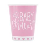 8 Pack- Baby Shower Pink Hearts 9oz Cups