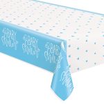 Blue Hearts Baby Shower Plastic Table Cover  54" x 84"