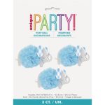 3 Pack-Blue Floral Elephant Hanging Puff Decor