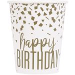 8 Pack- Confetti Gold Birthday 9oz Cups