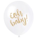 8 Pack- "Oh Baby" Baby Shower 12"Latex Balloons