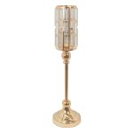 22"-Metal Cylinder Candle Holder With Crystal