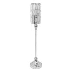 28"-Metal Cylinder Candle Holder With Crystal