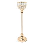 22"-Metal Bowl Candle Holder With Crystal