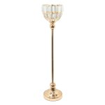25"-Metal Bowl Candle Holder With Crystal