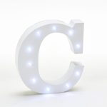 6in-Wooden Vintage LED Marquee Freestanding Letter C - White
