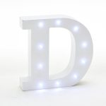6in-Wooden Vintage LED Marquee Freestanding Letter D - White