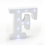 6in-Wooden Vintage LED Marquee Freestanding Letter F - White