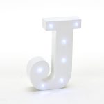 6in-Wooden Vintage LED Marquee Freestanding Letter J - White
