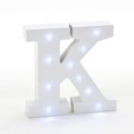 6in-Wooden Vintage LED Marquee Freestanding Letter K - White