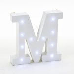 6in-Wooden Vintage LED Marquee Freestanding Letter M - White