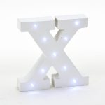 6in-Wooden Vintage LED Marquee Freestanding Letter X - White