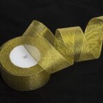 25 Yard- 1.5" Metallic Taffeta Ribbon-Gold