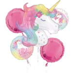 5 Pack-Enchanted Unicorn Foil Balloon Bouquet
