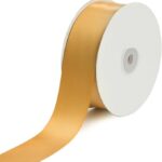 50 Yard- 1.5" Single Faced Satin Ribbon-Antique Gold