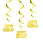 32" Happy Birthday Foil Hanging Swirl Decorations, 3pc/Set