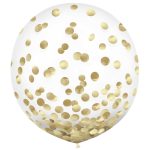 2 Pack-24" Clear Latex Balloon with Gold Foil Confetti