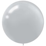 4 Pack-24" Pearlized Silver Latex Balloons