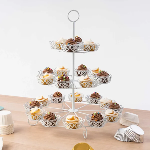 White 17″ 3-Layer Round Cupcake Stand - Elegant display stand for cupcakes.
