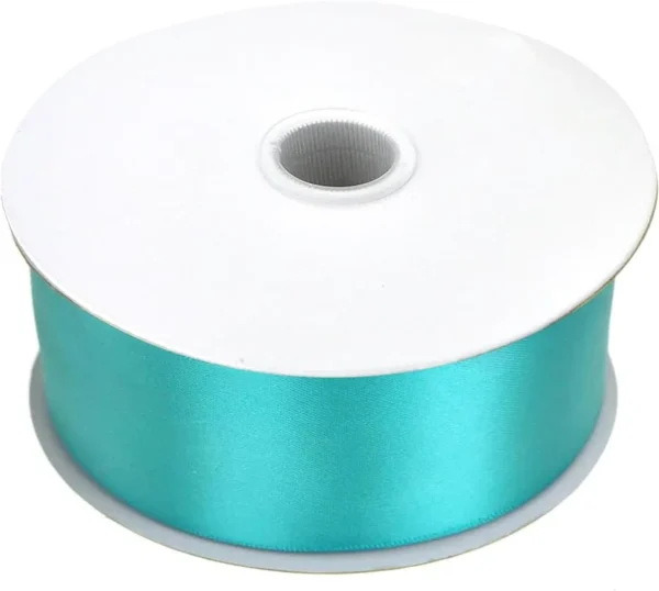 50 yard roll of 1.5" Single Faced Satin Ribbon in Topic Blue color