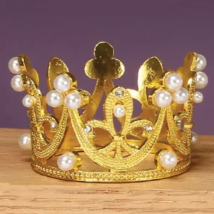 Alloy Crown with Pearls 2.5 inches Diameter x 1.5 inches Height - Elegant decorative crown with pearls