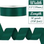 50 Yard- 1.5" Single Faced Satin Ribbon-Emerald Green