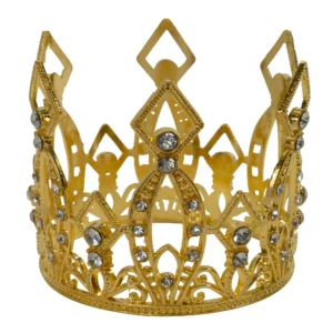 Metal Royal Crown with Rhinestones – Gold