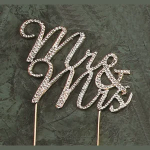 Mr and Mrs Rhinestone Cake Topper - 4.5 inches wide x 3.5 inches