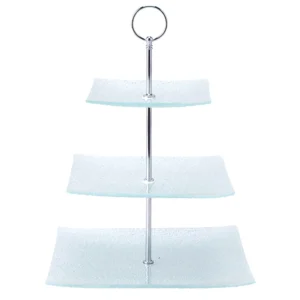 Square Glass Treat Stand 3 Tier - 9 inches x 13 inches