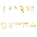 Gold Baby Shower Photo Booth Props, 10pc/Set